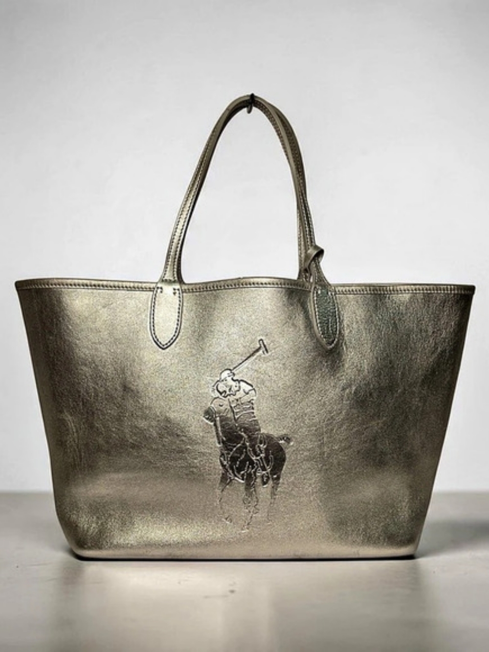 Polo Ralph Lauren Metallic Silver Big Pony Tote Bag & Matching Pouch